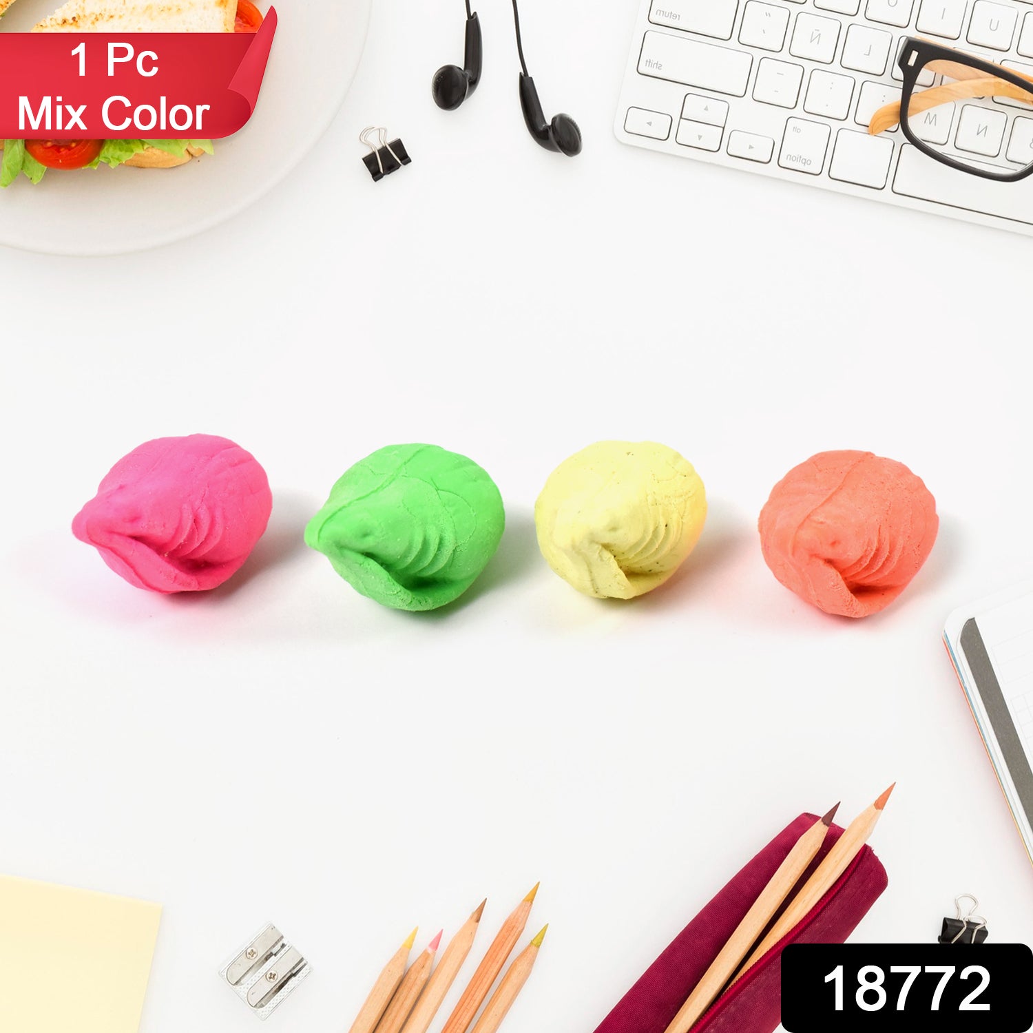Shankh Shape Eraser Rubber (1 Pc Mix Colour Design) Shankh Shape Eraser Rubber (1 Pc Mix Colour Design)